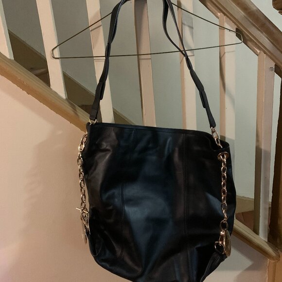 NWOT Anne Klein Black Leather Bag - Picture 1 of 5